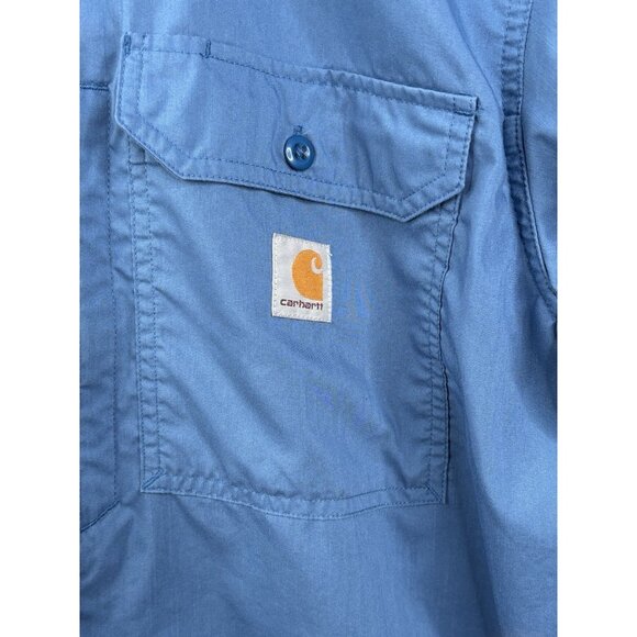 Carhartt Force Relaxed Fit Mens L Ridgefield Button Down Short Sleeve Shirt Blue - Picture 5 of 13